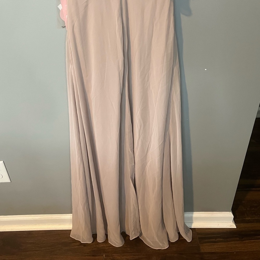 NWT Birdy Grey Jules Chiffon Bridesmaid Dress - Taupe - Picture 7 of 11
